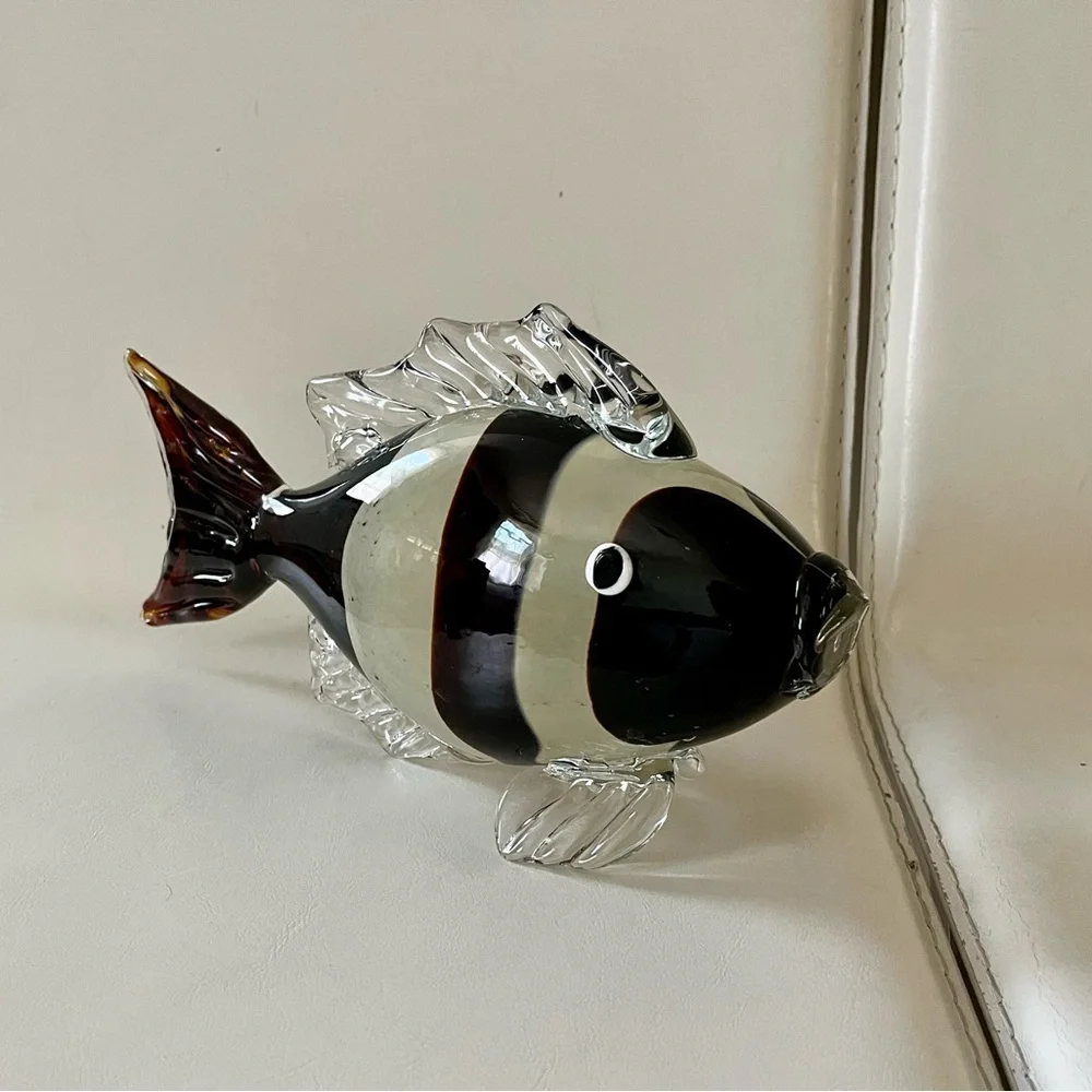 Glass Fish Figurine - Black and Brown